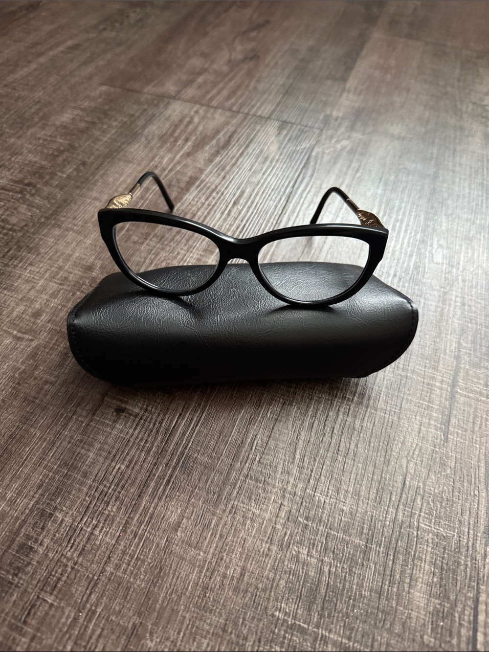 Burberry B2211-3002 Black Cat-Eye Glasses with Gold Accents